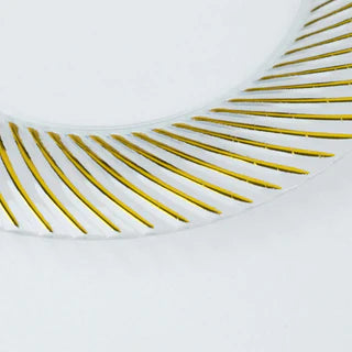 7" White With Swirl Golden Edge Disposable Salad Plates, Round Plastic Dessert Appetizer Plates