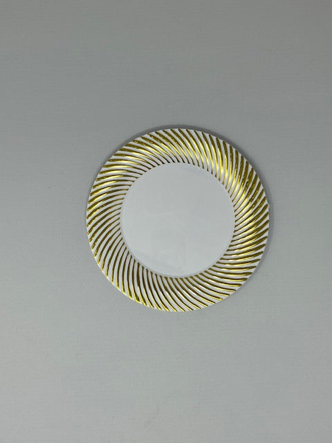 7" & 10" White Golden Hot Stamp Disposable Salad Plates, Round Plastic Dessert Appetizer Plates