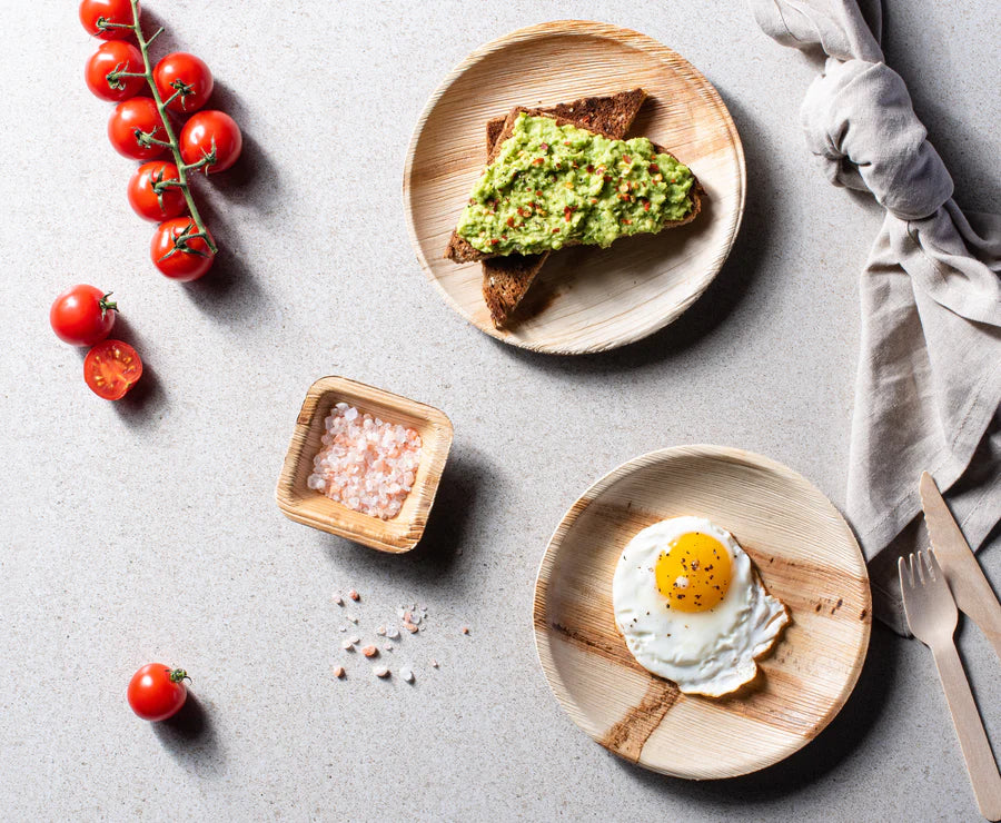 100% Natural Disposable Palm Leaf Bamboo-Style Compostable Round Plates - Palm Leaf