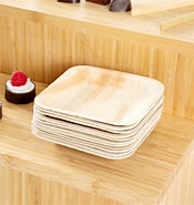 Square Palm Leaf 4" Plates Set | Dinner Plates and Salad Plates | Eco-friendly Disposable Dinnerware